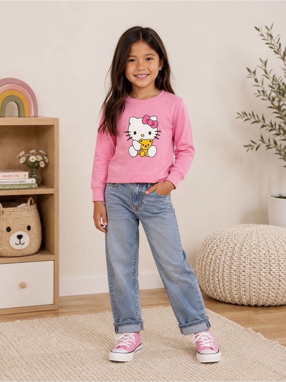 Hello Kitty Pink Graphic Sweatshirt for Kids - approx size 6
